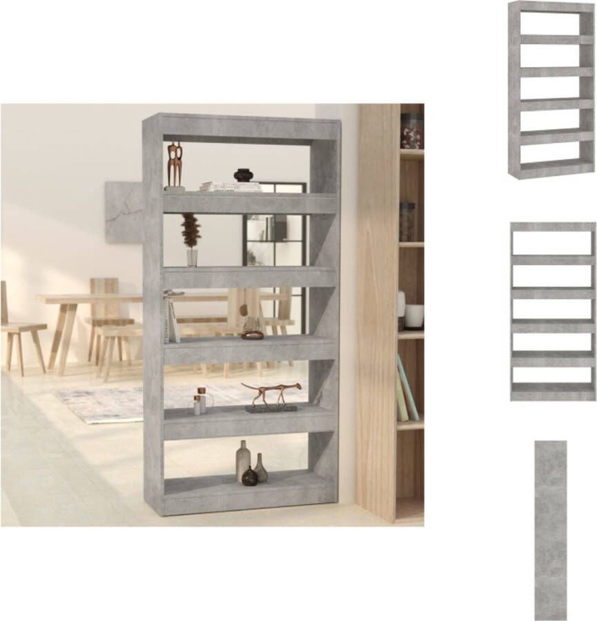 VidaXL Boekenkast Boekenkasten Kast Opbergkast Boekenkast kamerscherm 80x30x166 cm bewerkt hout betongrijs