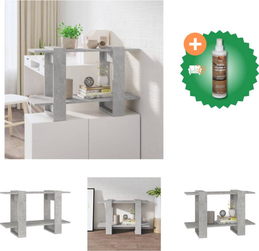VidaXL Boekenkast Betongrijs 80x30x51 cm met 3 schappen bewerkt hout Kast Inclusief Houtreiniger en verfrisser