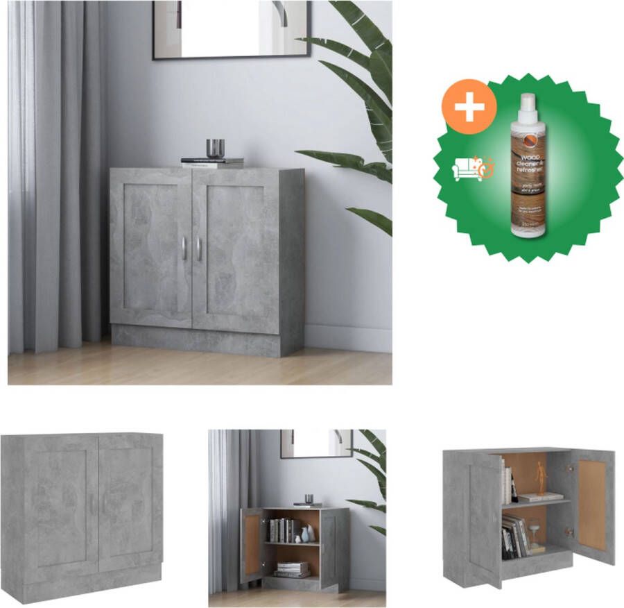 VidaXL Boekenkast Betongrijs 82.5 x 30.5 x 80 cm Stevig en ruim Kast Inclusief Houtreiniger en verfrisser