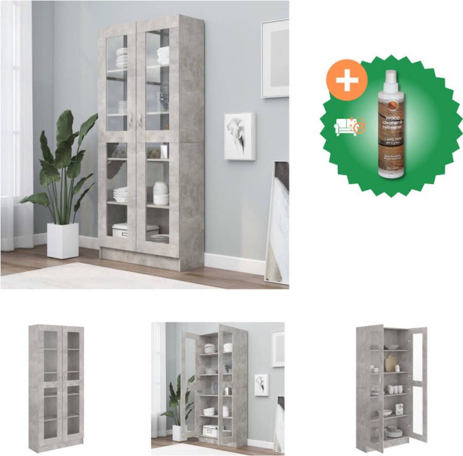 VidaXL Boekenkast Betongrijs 82.5x30.5x185.5 cm Stevig en duurzaam Kast Inclusief Houtreiniger en verfrisser