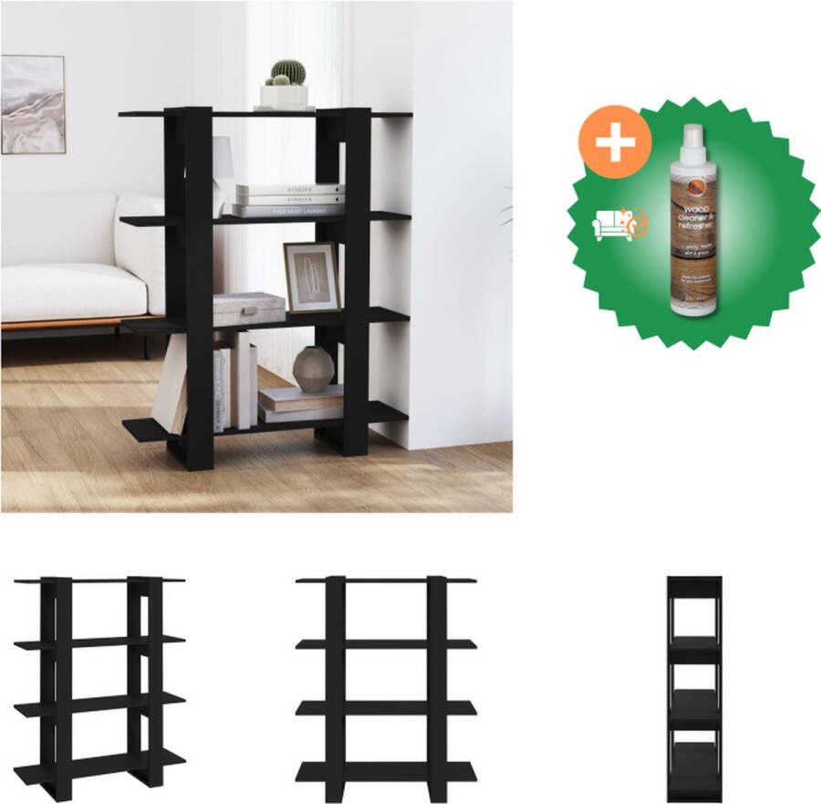 VidaXL Boekenkast Bewerkt Hout 100 x 30 x 123.5 cm Zwart Kast Inclusief Houtreiniger en verfrisser