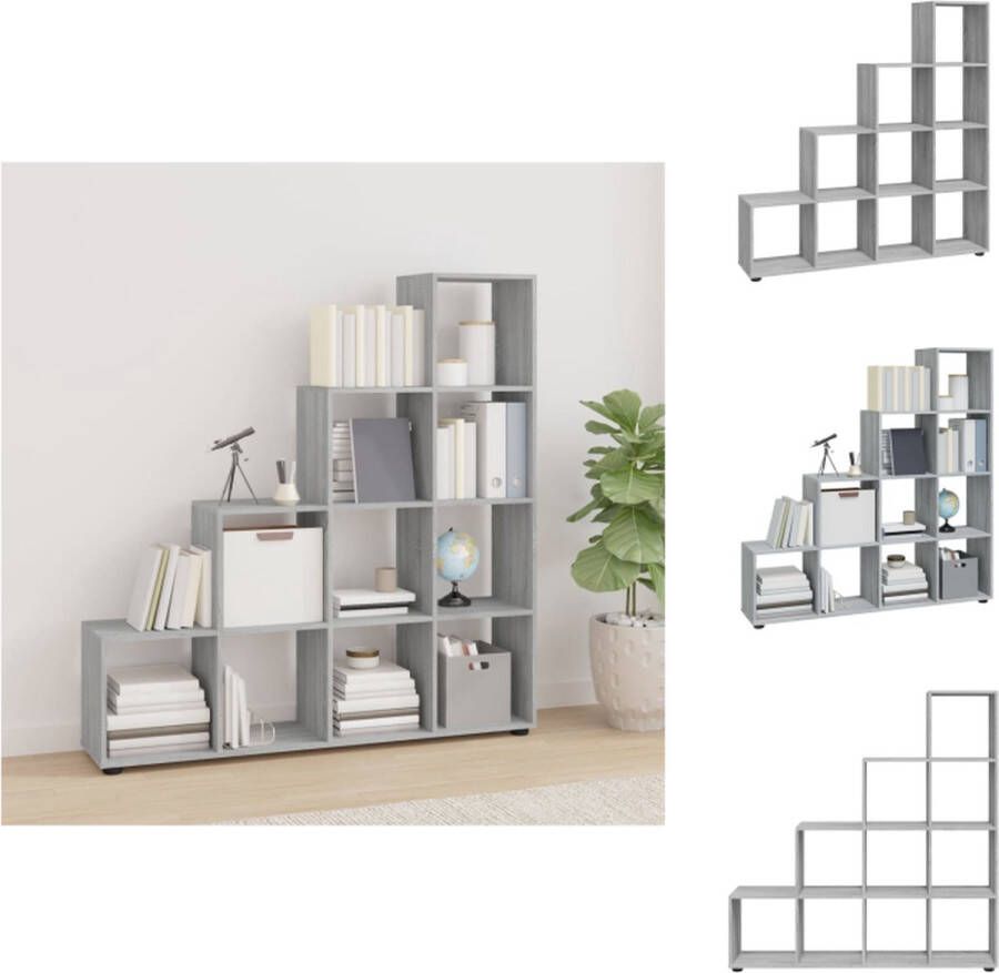 VidaXL Trapvormige Boekenkast Trapvormige Boekenkasten Boekenplank Boekenkast trapvormig 142 cm bewerkt hout grijs sonoma eiken - Foto 2