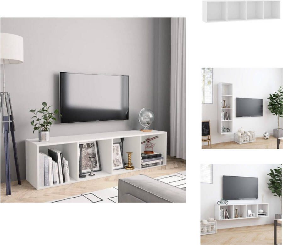 VidaXL Boekenkast Boekenkasten Boekenschap Boekenschappen Boekenkast tv-meubel 143x30x36 cm wit