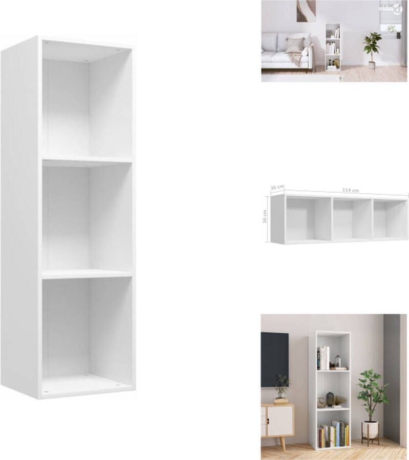 VidaXL Boekenkast Boekenkasten Boekenschap Boekenschappen Boekenkast tv-meubel 36x30x114 cm bewerkt hout wit