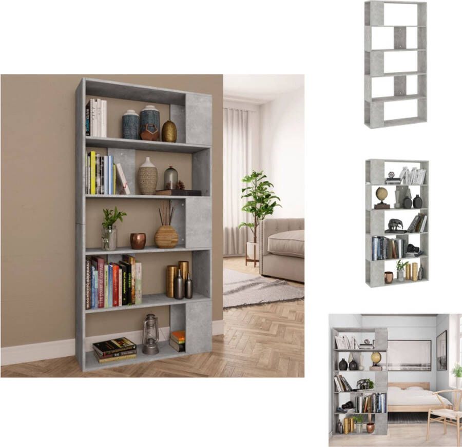 VidaXL Boekenkast Boekenkasten Boekenschap Boekenschappen Boekenkast kamerscherm 80x24x159 cm bewerkt hout betongrijs - Foto 2