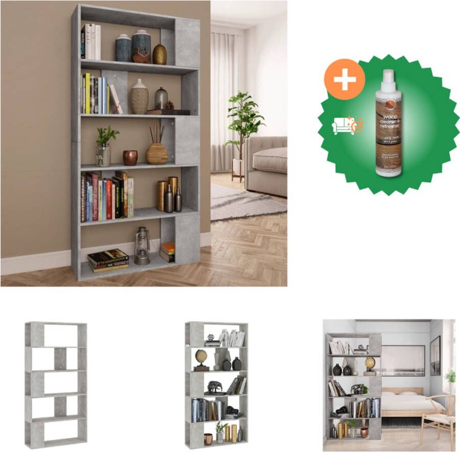 VidaXL Boekenkast kamerscherm 80x24x159 cm bewerkt hout betongrijs Kast Inclusief Houtreiniger en verfrisser