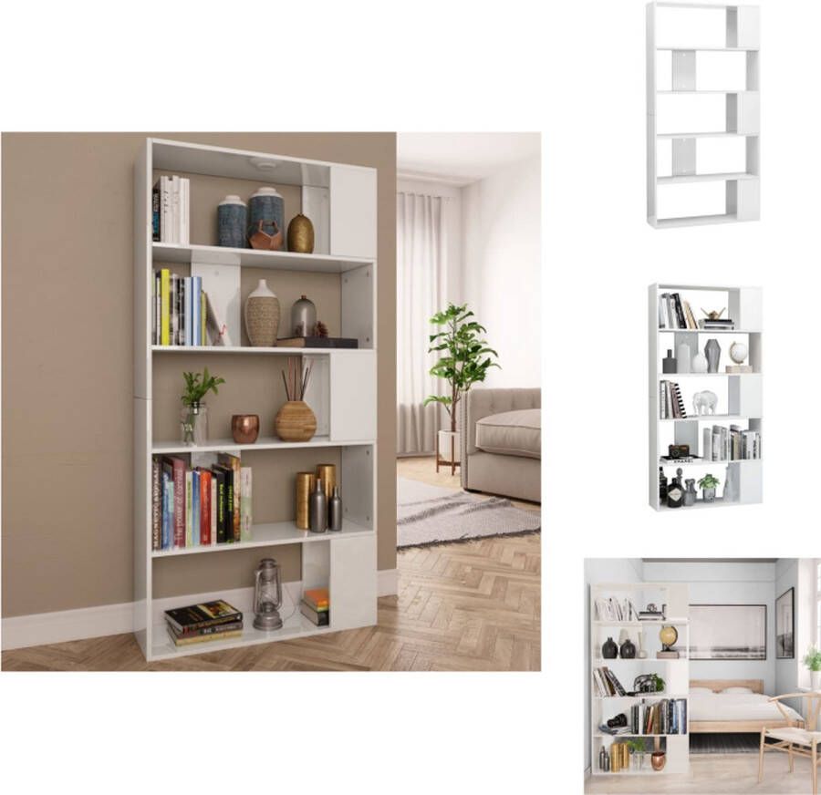 VidaXL Boekenkast Boekenkasten Boekenschap Boekenschappen Boekenkast kamerscherm 80x24x159 cm hoogglans wit - Foto 2
