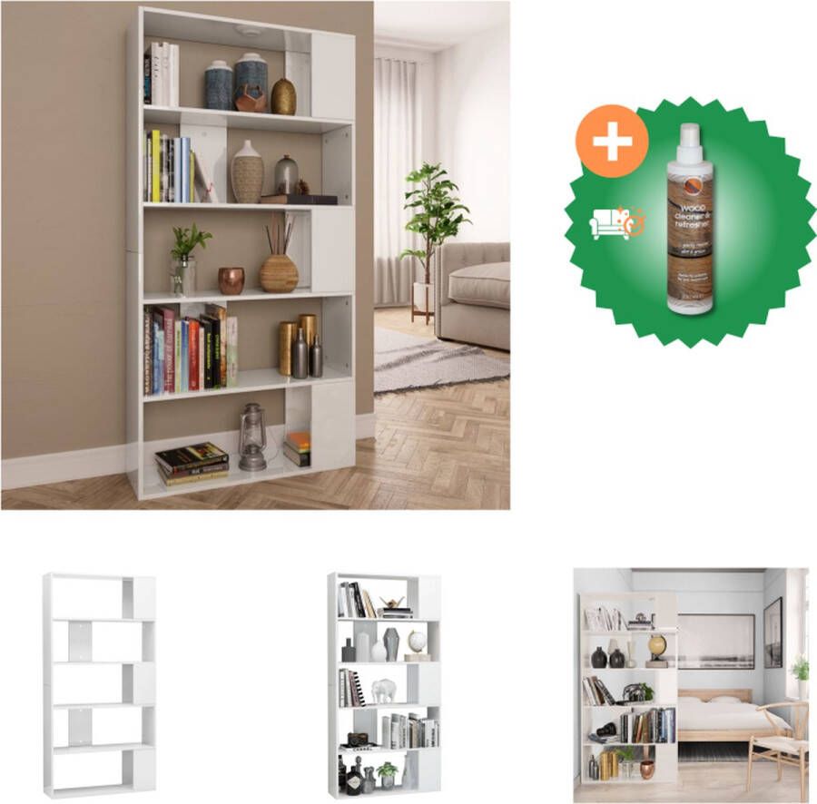 VidaXL Boekenkast Bewerkt Hout 80x24x159 cm Hoogglans wit Kast Inclusief Houtreiniger en verfrisser