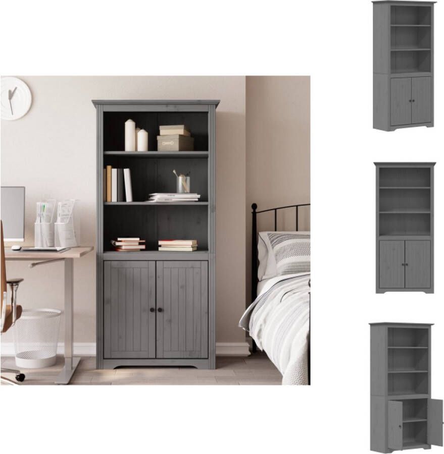 VidaXL Boekenkast Boekenkasten Boekenrek Opbergrek Boekenkast BODO 82x40x173 cm massief grenenhout grijs