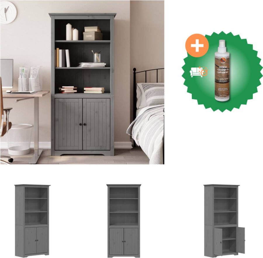 VidaXL Boekenkast BODO 80x40x172 cm Massief grenenhout Franse stijl Kast Inclusief Houtreiniger en verfrisser