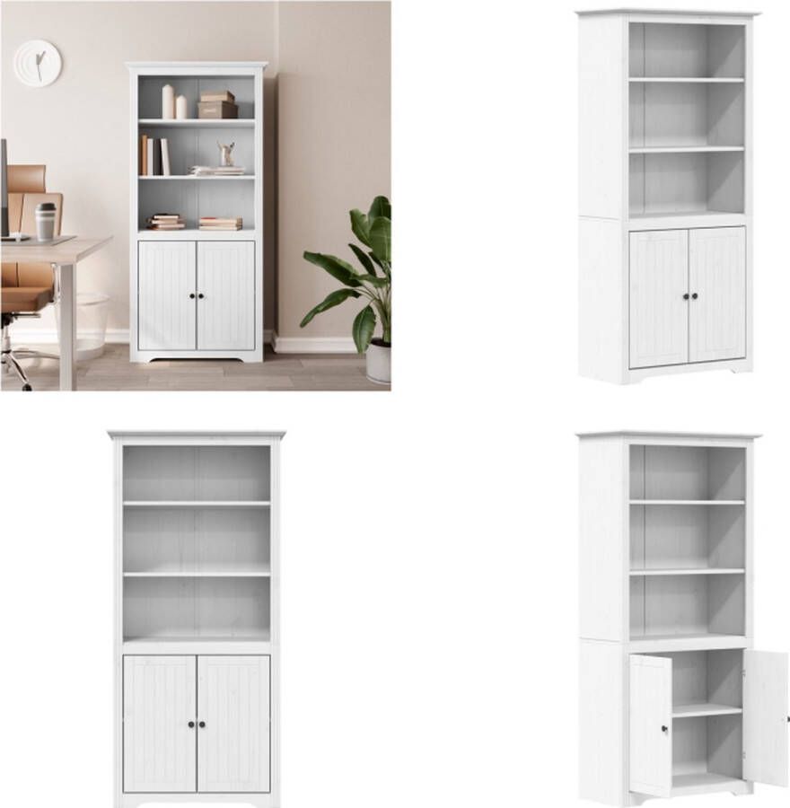 VidaXL Boekenkast BODO 82x40x173 cm massief grenenhout wit Boekenkast Boekenkasten Boekenrek Opbergrek