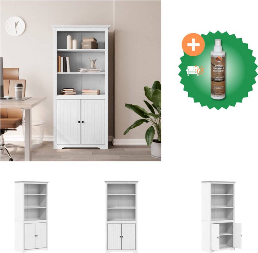 VidaXL Boekenkast BODO 80x40x172 cm massief grenenhout wit Kast Inclusief Houtreiniger en verfrisser