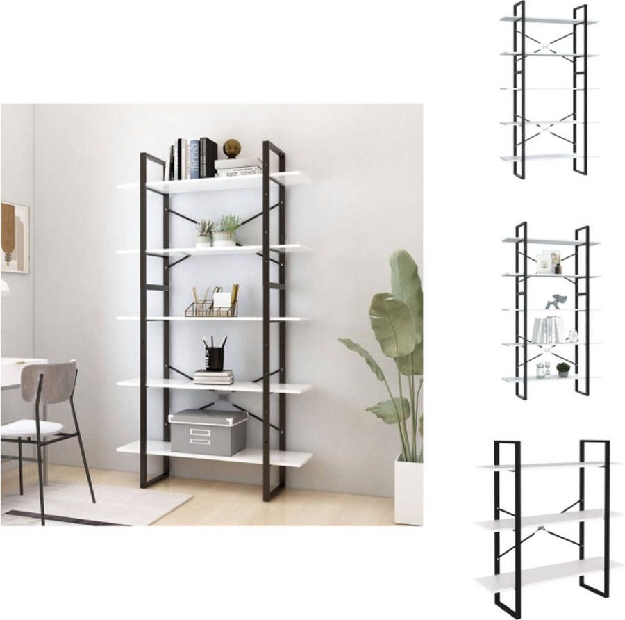 VidaXL Boekenkast Boekenkasten Kast Kasten Boekenkast met 5 schappen 100x30x175 cm bewerkt hout wit