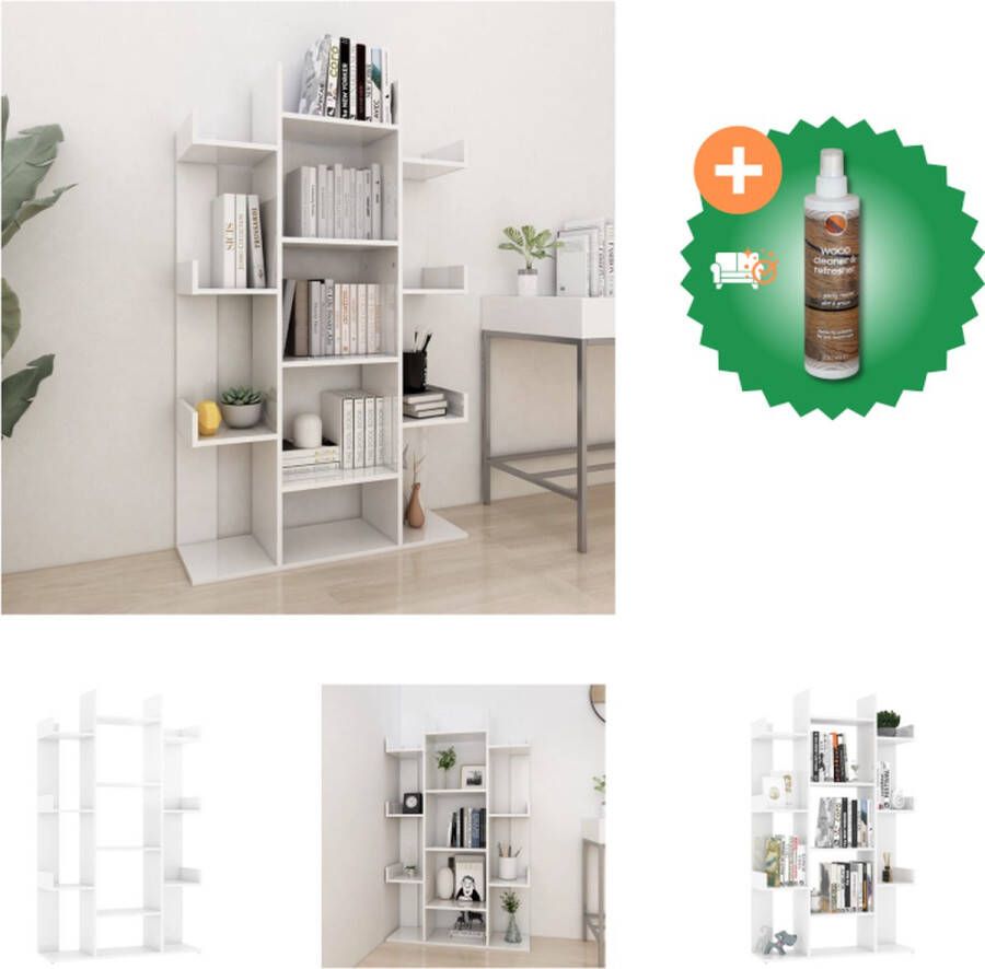 VidaXL boekenkast boom vol fruit 86 x 25.5 x 140 cm hoogglans wit Kast Inclusief Houtreiniger en verfrisser
