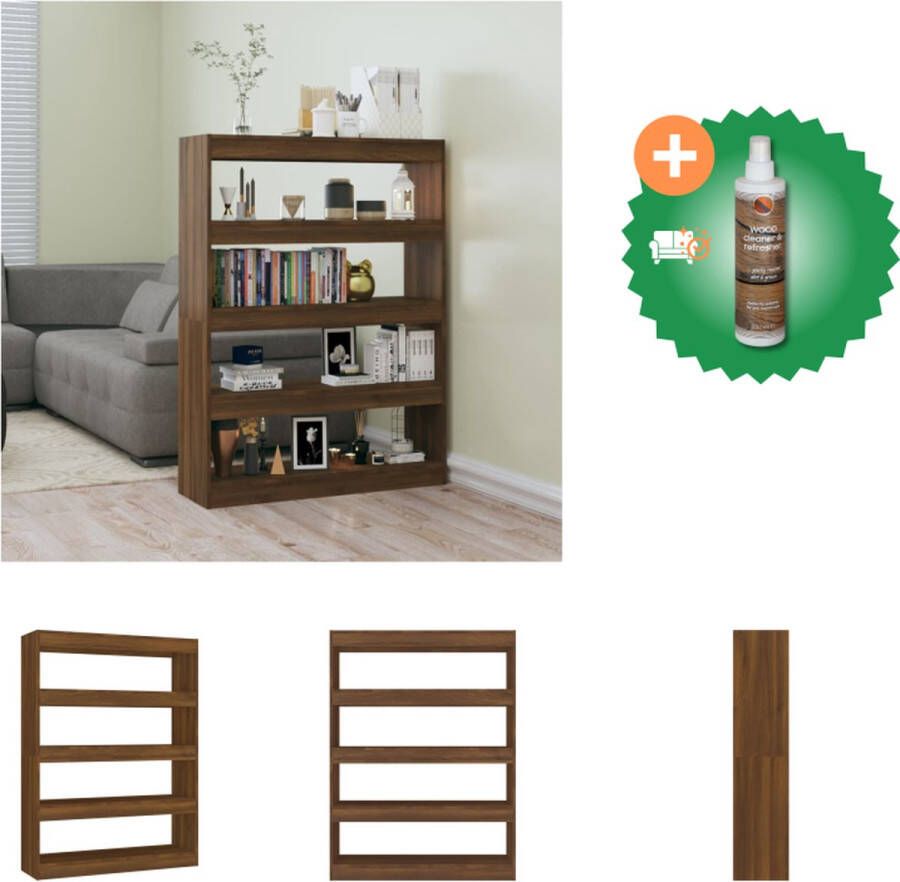VidaXL Boekenkast Brown Oak 100 x 30 x 135 cm Stevig en veelzijdig Kast Inclusief Houtreiniger en verfrisser