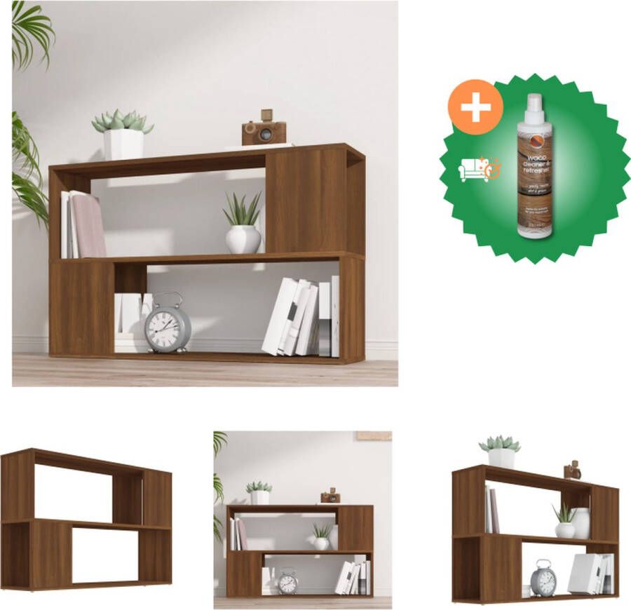 VidaXL Boekenkast 100x24x63 cm bewerkt hout bruineikenkleurig Kast Inclusief Houtreiniger en verfrisser