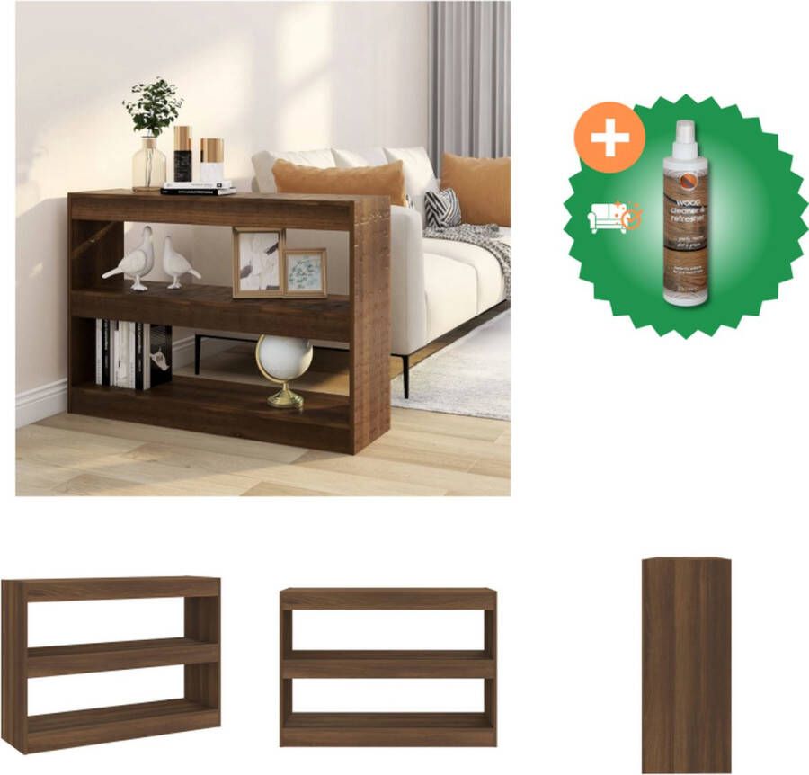 VidaXL Boekenkast kamerscherm 100x30x72 cm bruineikenkleurig Kast Inclusief Houtreiniger en verfrisser