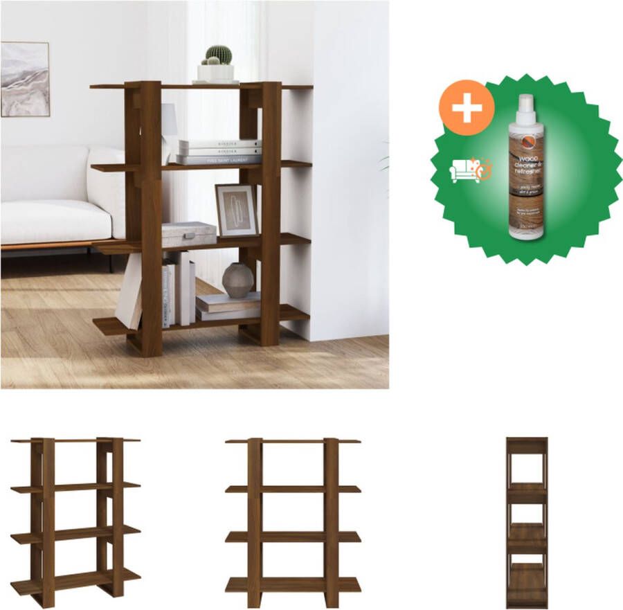 VidaXL Boekenkast Bruineiken 100x30x123.5 cm (BxDxH) Montage vereist Kast Inclusief Houtreiniger en verfrisser