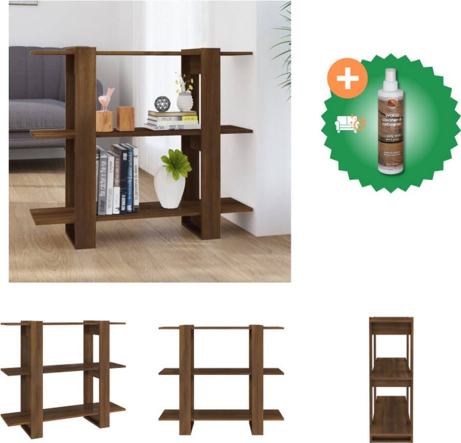 VidaXL Boekenkast kamerscherm 100x30x87 cm bruineikenkleurig Kast Inclusief Houtreiniger en verfrisser
