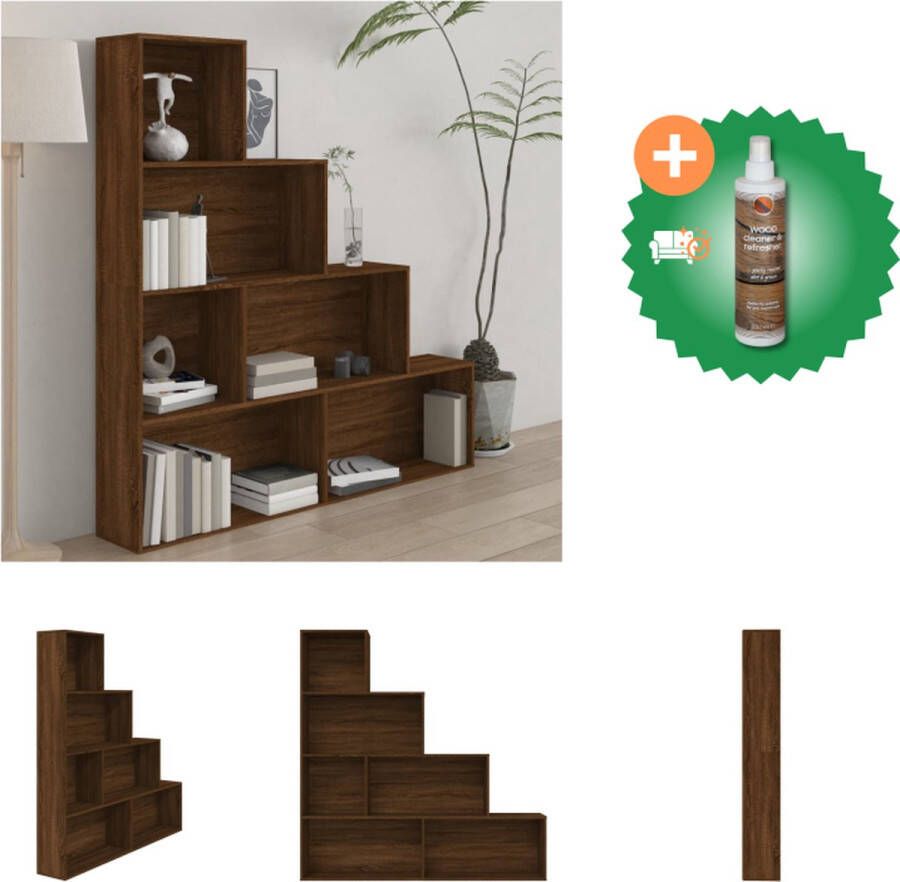 VidaXL Boekenkast Bruineiken 155 x 24 x 160 cm 6 vakken Hoge kwaliteit Kast Inclusief Houtreiniger en verfrisser