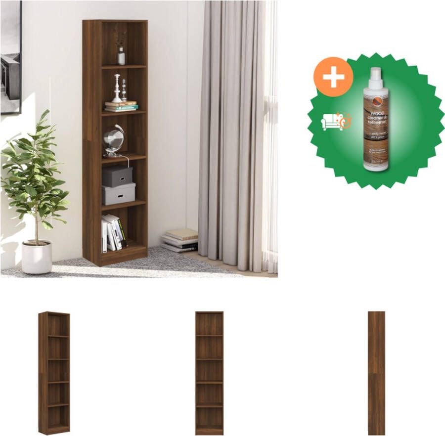 VidaXL Boekenkast 40x24x175 cm bewerkt hout bruineikenkleurig Kast Inclusief Houtreiniger en verfrisser