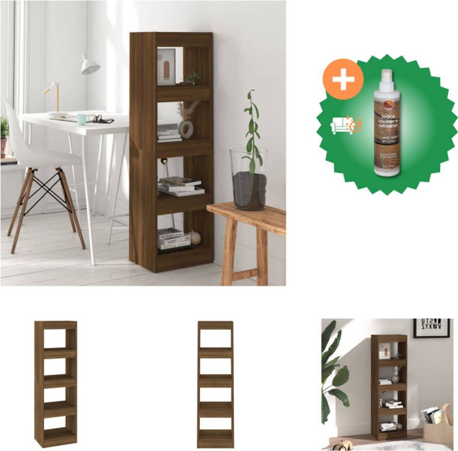 VidaXL Boekenkast kamerscherm 40x30x135 cm bruineikenkleurig Kast Inclusief Houtreiniger en verfrisser