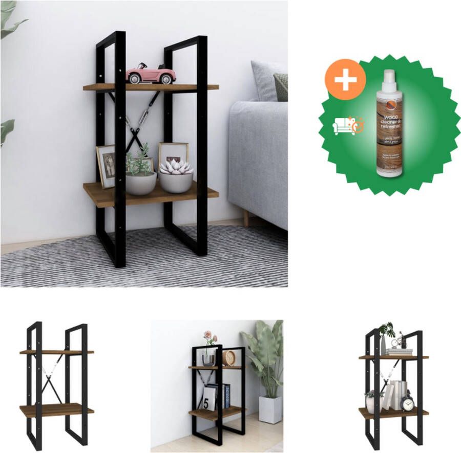 VidaXL Boekenkast 2-laags 40x30x70 cm bewerkt hout bruineikenkleurig Kast Inclusief Houtreiniger en verfrisser