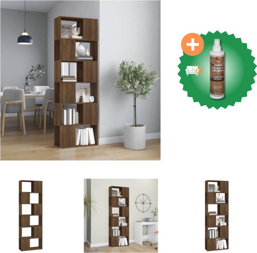 VidaXL Boekenkast Bruineiken 60 x 24 x 186 cm Duurzaam bewerkt hout Kast Inclusief Houtreiniger en verfrisser