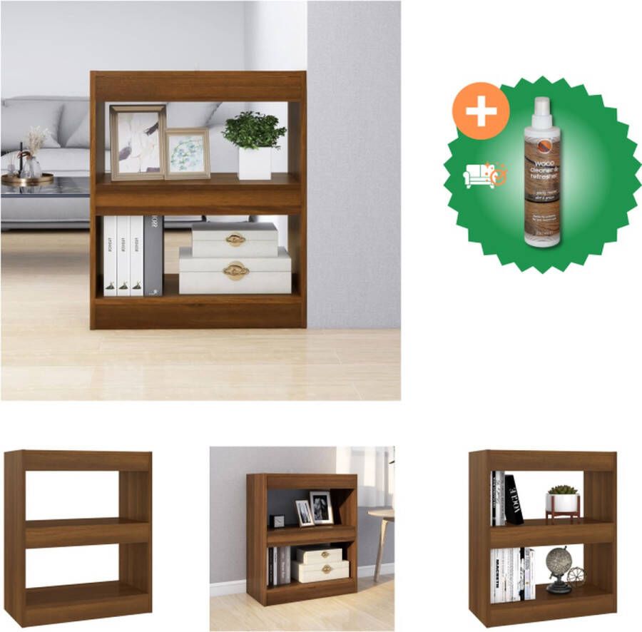 VidaXL Boekenkast Bruineiken 60x30x72 cm Veelzijdig meubel Montage vereist Kast Inclusief Houtreiniger en verfrisser