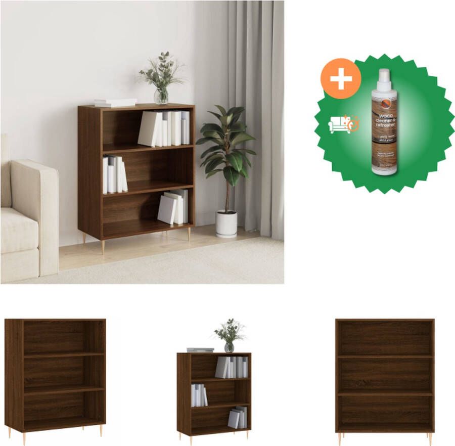 VidaXL Boekenkast Bruineiken 69.5 x 32.5 x 90 cm Stabiel en Stevig Metalen Voeten Kast Inclusief Houtreiniger en verfrisser