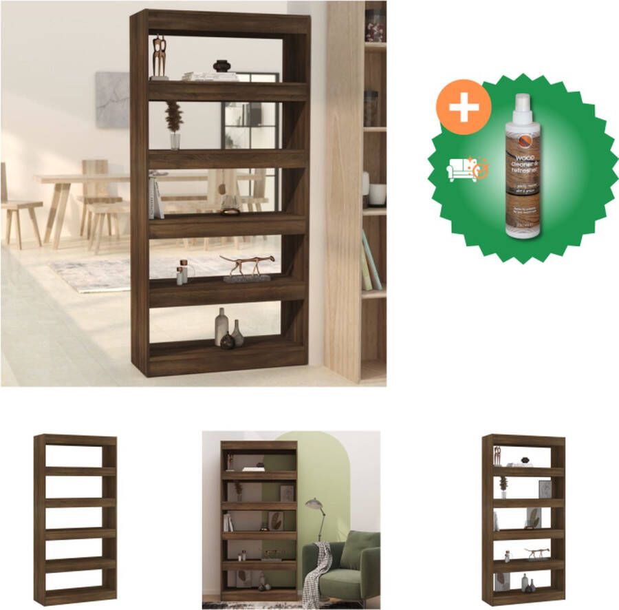 VidaXL Boekenkast bruineiken 80 x 30 x 166 cm veelzijdig meubel wandmontage vereist Kast Inclusief Houtreiniger en verfrisser