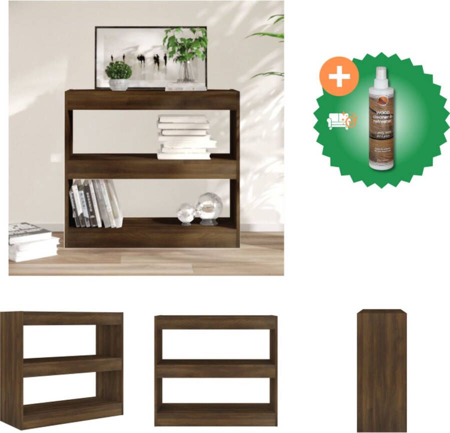 VidaXL Boekenkast Bruineiken 80x30x72 cm Veelzijdige en praktische opbergruimte Kast Inclusief Houtreiniger en verfrisser