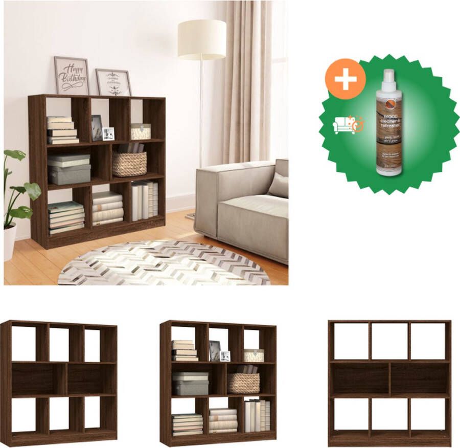 VidaXL Boekenkast Bruineiken 97.5 x 29.5 x 100 cm Stijlvol en praktisch Kast Inclusief Houtreiniger en verfrisser