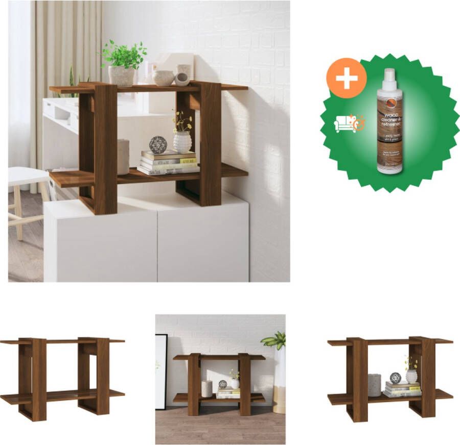 VidaXL Boekenkast Bruineiken Bewerkt Hout 80x30x51 cm Strak Ontwerp Kast Inclusief Houtreiniger en verfrisser