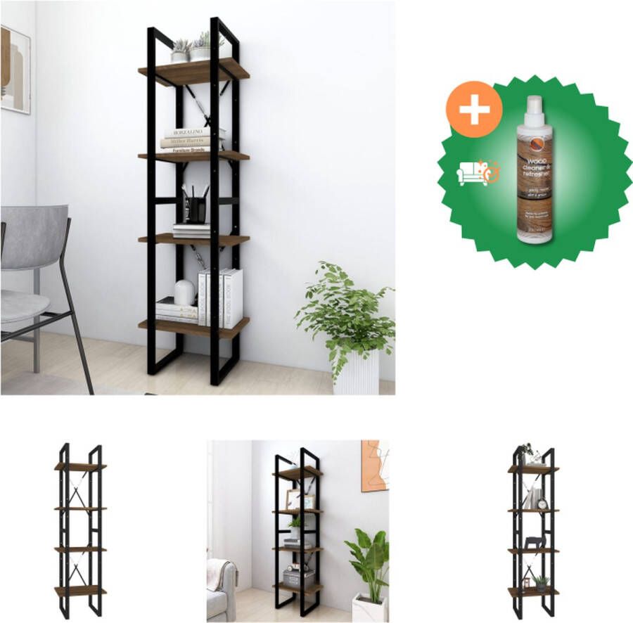VidaXL Boekenkast Bruineiken Praktisch Afmeting- 40 x 30 x 140 cm Materiaal- Bewerkt hout en metaal Kast Inclusief Houtreiniger en verfrisser
