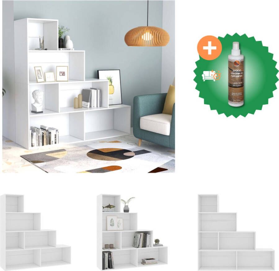 VidaXL Boekenkast Classic 155 x 24 x 160 cm 6 open schappen wit hout Kast Inclusief Houtreiniger en verfrisser