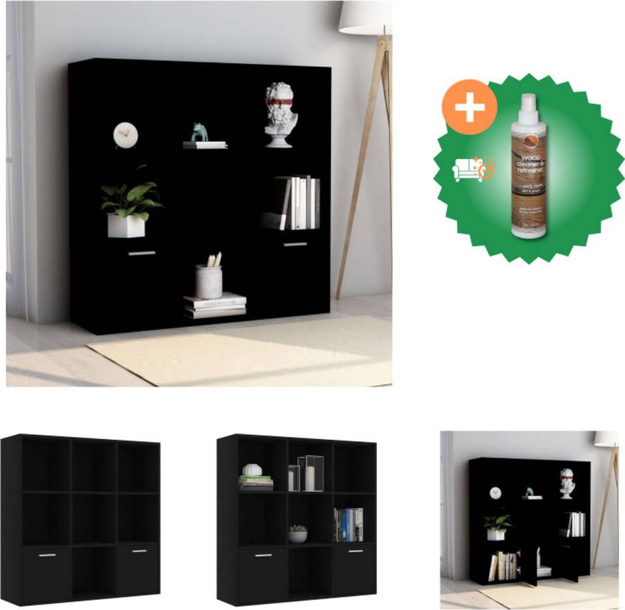 VidaXL Boekenkast Classic 98 x 30 x 98 cm Zwart Kast Inclusief Houtreiniger en verfrisser