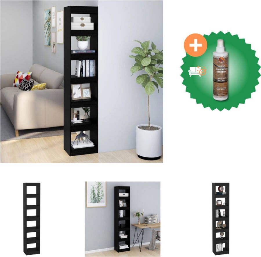 VidaXL Boekenkast Classic H198 x B40 x D30 cm Zwart hout Kast Inclusief Houtreiniger en verfrisser