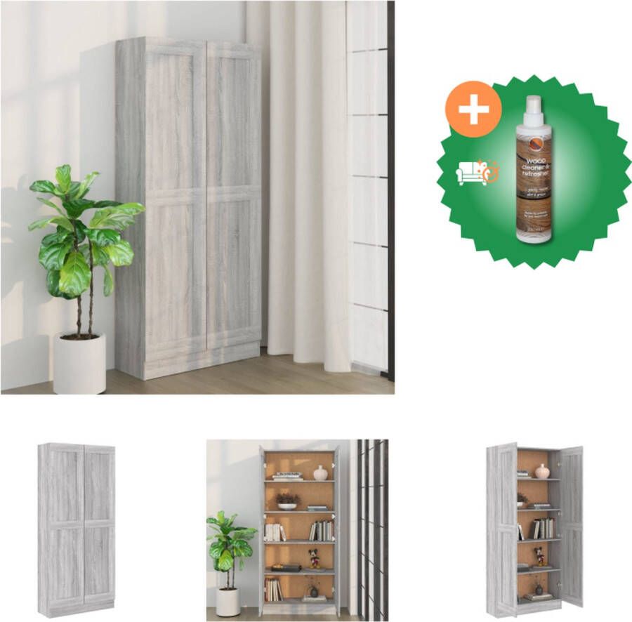VidaXL Boekenkast 82-5x30-5x185-5 cm bewerkt hout grijs sonoma eiken Kast Inclusief Houtreiniger en verfrisser