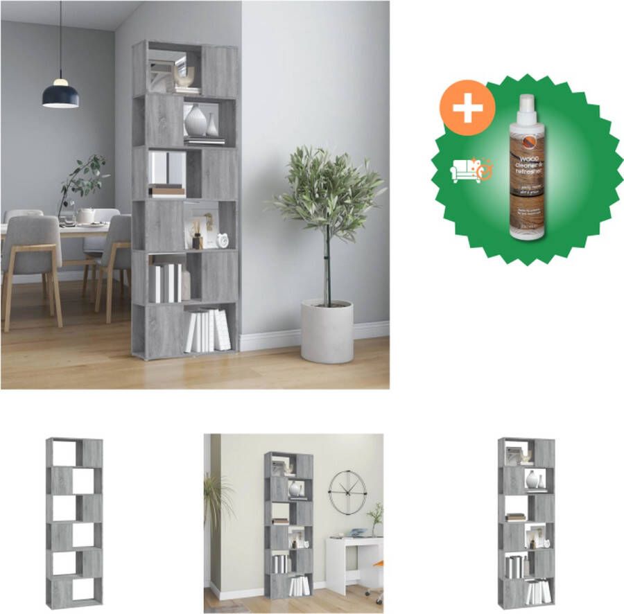 VidaXL Boekenkast Classic Meubelen 60 x 24 x 186 cm Grijs Sonoma Eiken Kast Inclusief Houtreiniger en verfrisser
