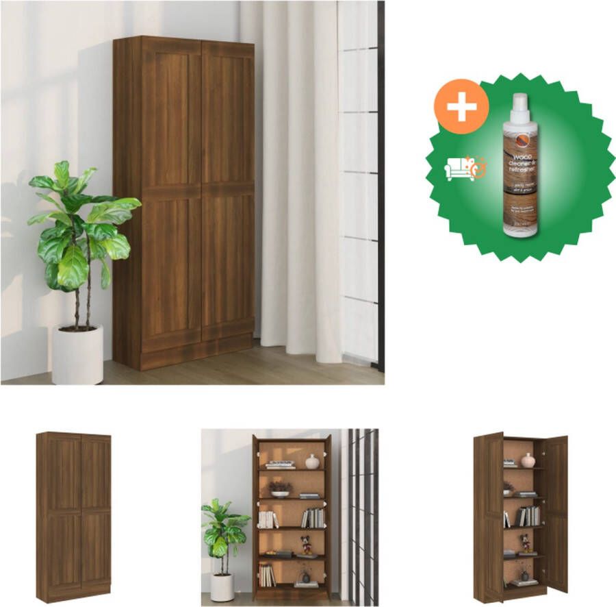 VidaXL Boekenkast 82-5x30-5x185-5 cm bewerkt hout bruineikenkleurig Kast Inclusief Houtreiniger en verfrisser