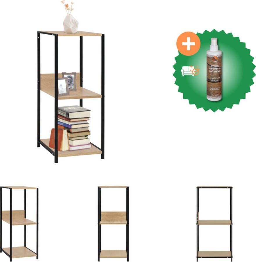 VidaXL Boekenkast Compact design 3 schappen Staal en spaanplaat 33.5 x 39.6 x 79.7 cm Kast Inclusief Houtreiniger en verfrisser