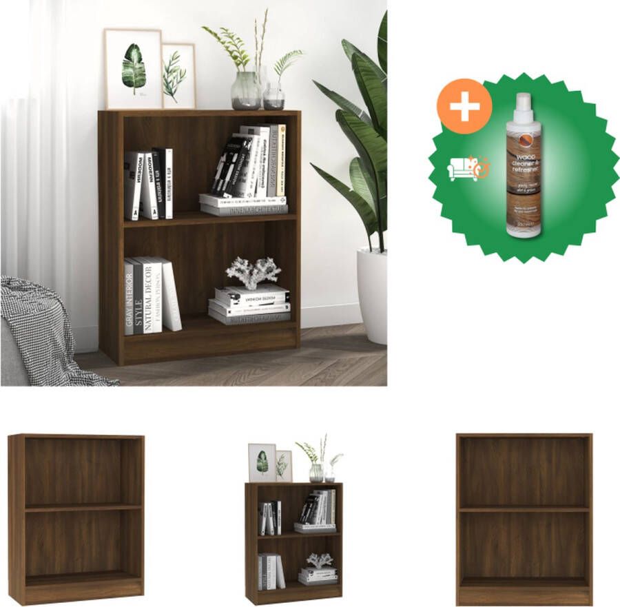 VidaXL Boekenkast Compact en functioneel Afmeting- 60 x 24 x 74.5 cm Kleur- Bruineiken Kast Inclusief Houtreiniger en verfrisser