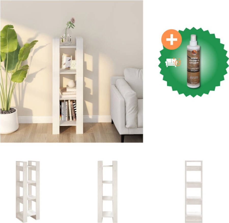VidaXL Boekenkast kamerscherm 41x35x125 cm massief grenenhout wit Kast Inclusief Houtreiniger en verfrisser