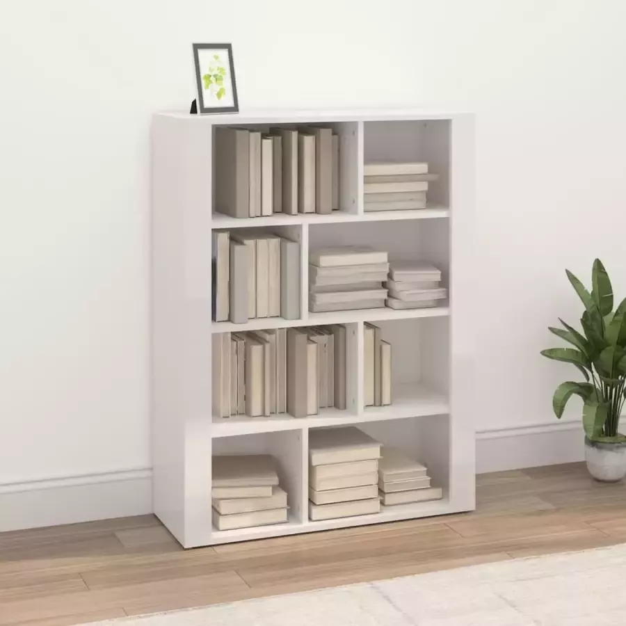 VidaXL Boekenkast Dressoir 80x30x106 cm spaanplaat hoogglans wit