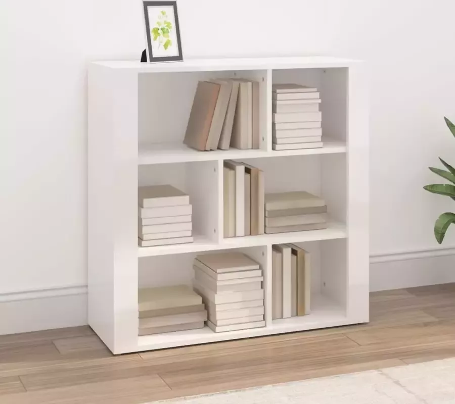 VidaXL Boekenkast Dressoir 80x30x80 cm spaanplaat hoogglans wit