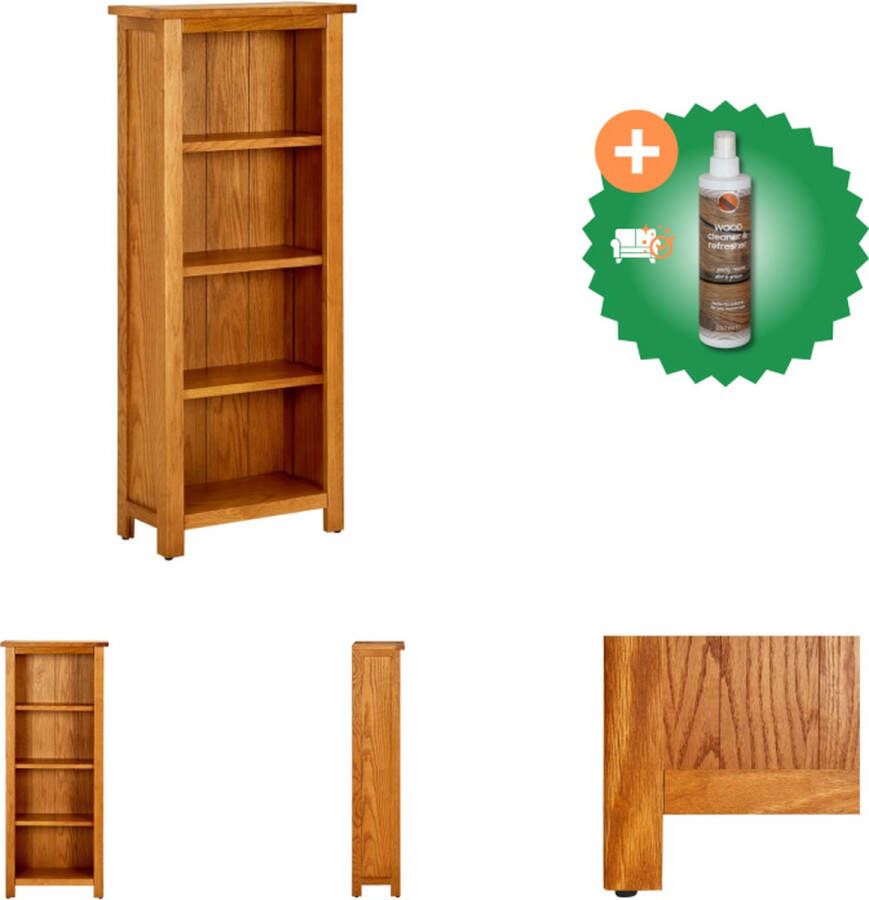 VidaXL Boekenkast met 4 schappen 45x22x110 cm massief eikenhout Kast Inclusief Houtreiniger en verfrisser