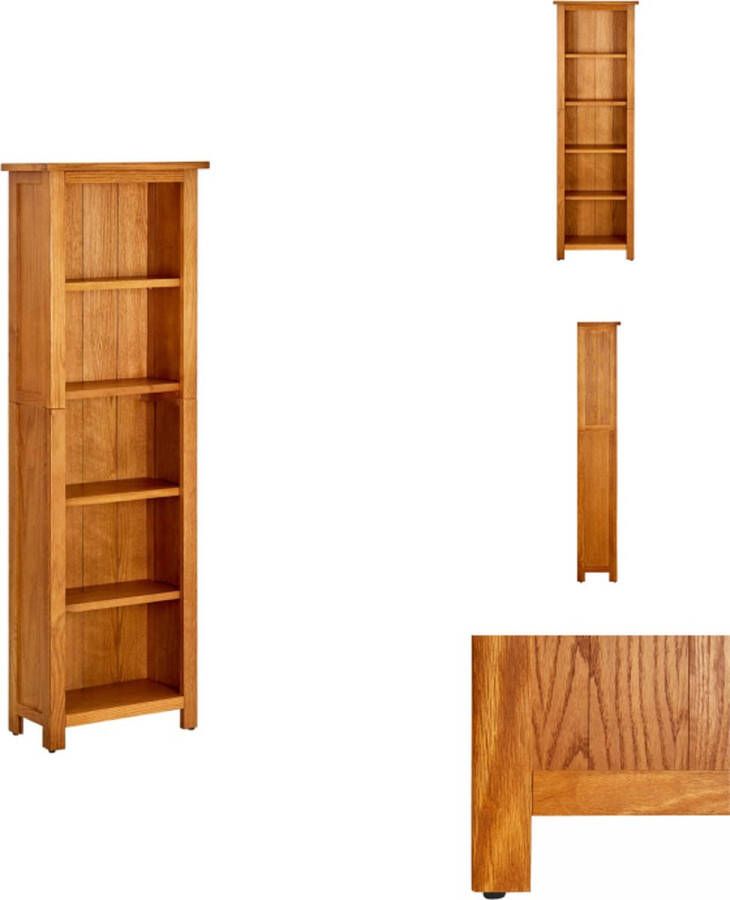 VidaXL Boekenkast Boekenkasten Boekenplank Boekenplanken Boekenkast met 5 schappen 45x22x140 cm massief eikenhout - Foto 2