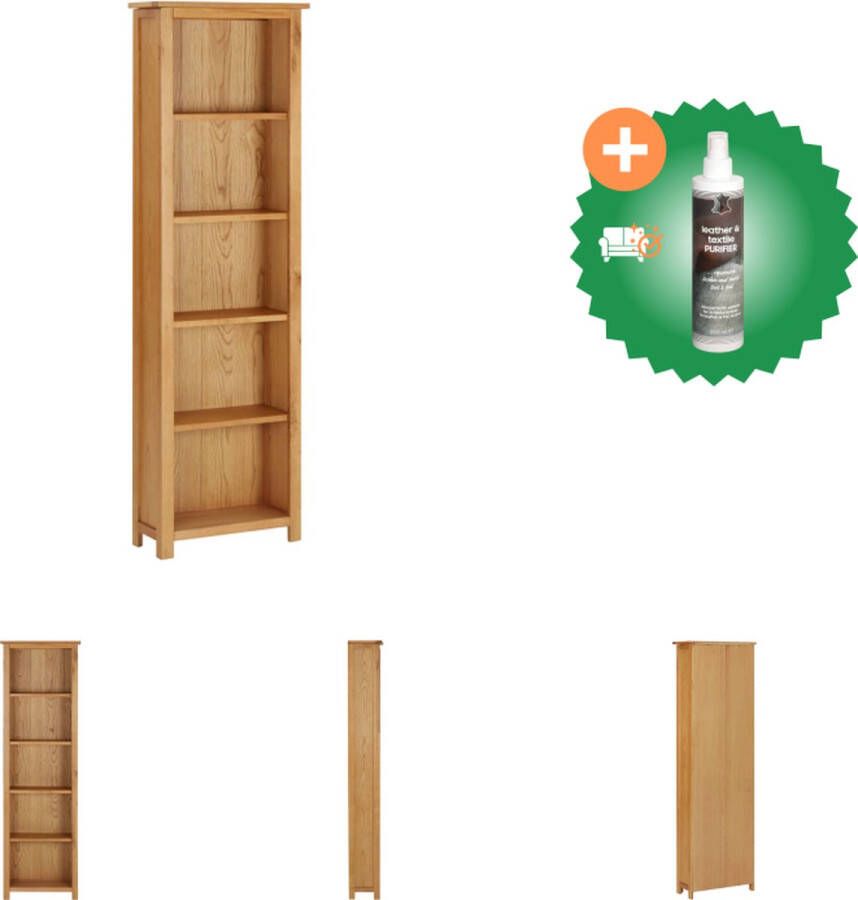 VidaXL Boekenkast Eikenhout 52 x 22.5 x 170 cm 5 schappen Kast Inclusief Reiniger