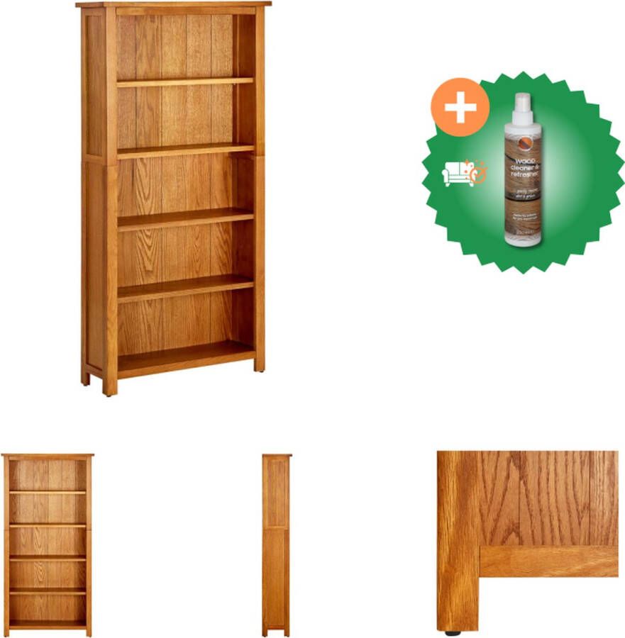 VidaXL Boekenkast Eikenhout 70 x 22 x 140 cm Rustieke uitstraling Kast Inclusief Houtreiniger en verfrisser